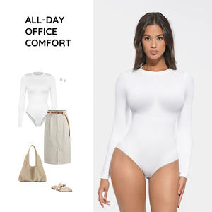 Hexin Bodysuits Shapewear Buikcontrole Bodys Pour Femmes Basic Jumpsuit Tops Met Lange Mouwen Afslankende Body Shaper Body Suits Tops - Product Image 5