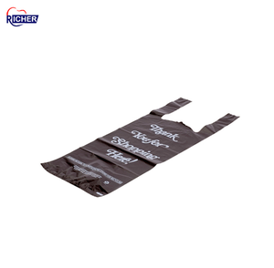 Merci T-shirt noir Sacs personnalisés emballage <span class=keywords><strong>Sac</strong></span> à provisions en plastique d'impression personnalisée pas cher bon <span class=keywords><strong>prix</strong></span> - Product Image 3