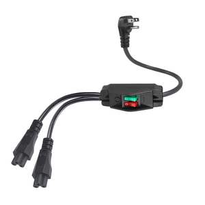 Cordon d'alimentation en Y à double circuit contrôlé, entrée angulaire NEMA 5-15P, double sortie IEC C5, interrupteurs d'alimentation LED, fil SJT 16AWG - Product Image 2