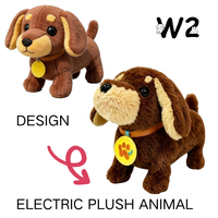 W2TOY Mainan Boneka Anak Keluarga Klasik Dachshund Teman Kartun Elektrik Berjalan Desain Monster Kecil Grosir Pabrik 3+