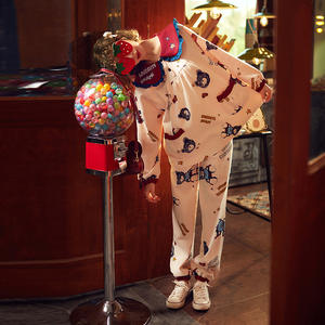 Spring and Autumn Cotton Pajamas Women's Long Sleeve Thin Two-Piece Set Lace Large Lapel Knitted Fairy Home <strong>Clothing</strong> OEM - Product Image 3