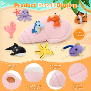 Ensemble <span class=keywords><strong>de</strong></span> 9 jouets en peluche coquillages mignons, collection <span class=keywords><strong>de</strong></span> coquillages océaniques doux et rembourrés pour enfants, filles, décoration <span class=keywords><strong>de</strong></span> maison <span class=keywords><strong>de</strong></span> plage, cadeau d'été - Product Image 2