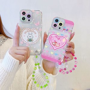 Dễ Thương TPU Từ Phim Hoạt Hình Sang Trọng Tình Yêu Mèo Hoa Gương Kitty Acrylic Trong Suốt Chống Sốc Vòng Đeo Tay Trái Tim 3D Điện Thoại Di Động Trường Hợp - Product Image 3