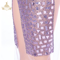 Haute qualité Violet fait à la main perles à coudre cristal robe de mariée Appliques strass patchs en Chenille tissu résine plastique