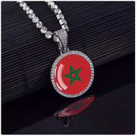 Kalung Bendera Sudan Custom Grosir Berhiaskan Berlian Penuh, Souvenir Aksesoris Fashionable, Kalung Alloy untuk Pria Wanita