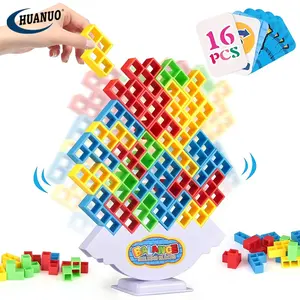 2024 Venta caliente 16PCS 3D Tetras Tower Building Blocks Toy Balance Stacking Toy Team Toys Building Block Juegos de mesa para niños