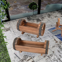 Jardinière élégante en bois et plastique pour plantes succulentes |   Design carbonisé émaillé |   Style rustique |   Lattes en bois horizontales |   Jardin d'intérieur