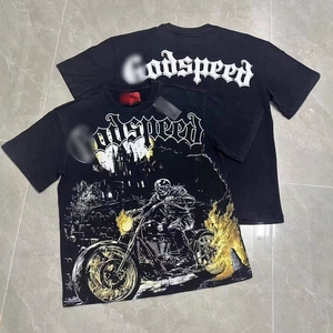 T-shirt da uomo vintage lavata con ricamo strass, stile hip hop casual streetwear, a maniche corte, 100% cotone organico anti-pilling - Product Image 6