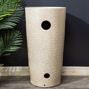 Lavabo <span class=keywords><strong>colonne</strong></span> monotrou sur pied intégré moderne et minimaliste en céramique pour cour, balcon, toilettes - Product Image 4