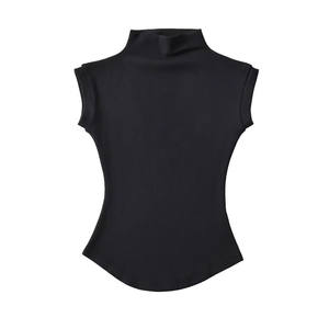 Camisetas sin mangas de cuello alto sexis de verano para mujer, camisetas sólidas ajustadas, camisetas informales, ropa de calle para mujer, Camisetas básicas - Product Image 2