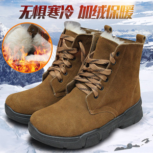 Botas de nieve de invierno de corte medio para hombre, cálidas, de lana gruesa, con cordones delanteros, de color liso, de tacón medio, para exteriores - Product Image 5