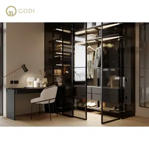 GODI Factory Direct Supplier Cost-effective Modern Design Closet Glass Wardrobe Bedroom Closet