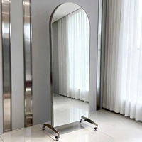 Miroir de sol professionnel en acier inoxydable pour salon de coiffure, miroir double face mobile, miroir de coiffure très populaire sur internet