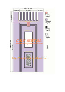 Cabine d'ascenseur en acier inoxydable avec divers thèmes intérieurs Marbre de grain de bois ou motifs géométriques - Product Image 4