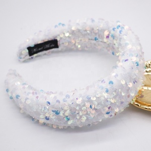 Fascinator Thick Wide <strong>Padded</strong> Girl Hairbands Paillette Winter <strong>Headband</strong> Women Crystal <strong>Headbands</strong> Wholesale - Product Image 4