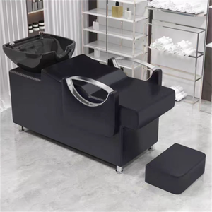 Moderno <span class=keywords><strong>Lavacabezas</strong></span> de Peluquería <span class=keywords><strong>con</strong></span> Lavabo de Porcelana, Reposabrazos de Acero Inoxidable, Mueble de Salón Duradero para <span class=keywords><strong>Masaje</strong></span> Capilar Semi-reclinable - Product Image 6