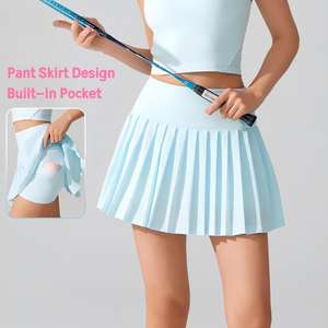 DN-YQ363カスタム軽量プリーツスカート女性用ハイウエストストレッチゴルフランニング & 通気性ジムテニススポーツウェアポケット - Product Image 1