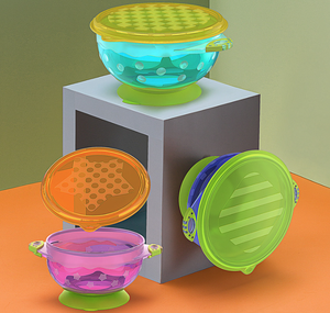 ชุดชามอาหารเสริมตัวดูดหลากสีแบบพกพาสำหรับทารกแรกเกิด3แพ็คพร้อมฝาปิดผลิตภัณฑ์สำหรับแม่และเด็ก - Product Image 2