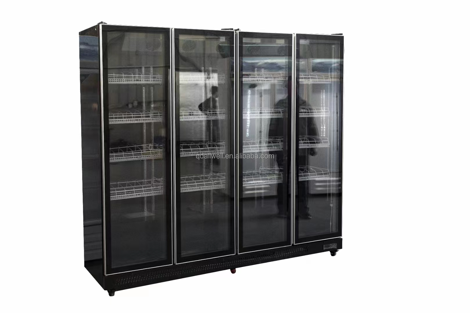 2000L商業スーパーマーケットドリンクディスプレイ冷蔵庫4ガラスドア