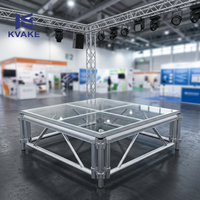 Plateforme de scène modulaire pliable en verre, podium portable transparent en alliage d'aluminium léger pour événements, concerts et mariages