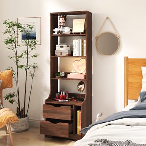 Night Stand With Bookshelf <b>2</b> <b>Drawers</b> For Bedroom <b>Storage</b> Organizer - Product Image 2