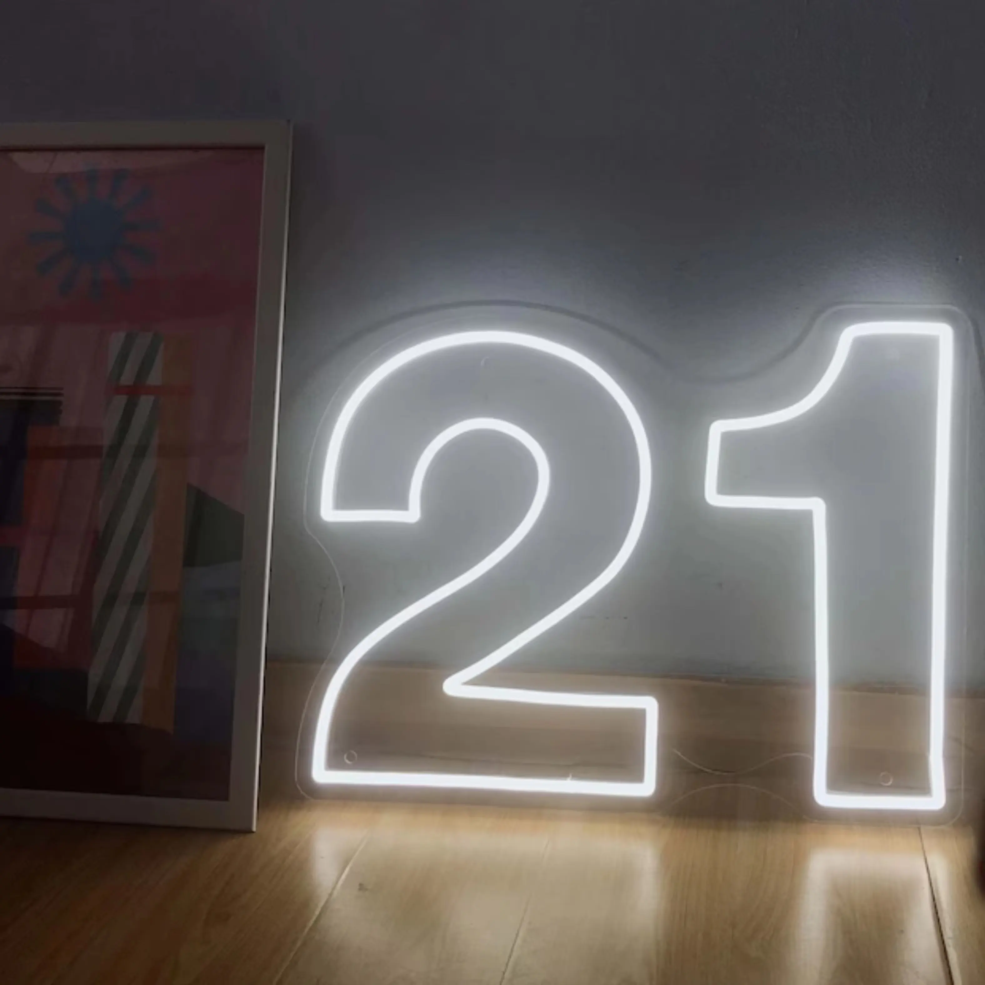 Custom Number 21 Neon Sign Wall Mounted Hanging Acrylic Logo Letters For Birthday Party Supplies