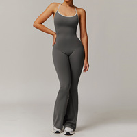Mono Deportivo de Alta Calidad con Logotipo Personalizado para Mujer, Ropa Deportiva Activa, Compresión, Espalda Abierta, Espalda Fruncida, Pierna Ancha, Mono de Gimnasio, Secado Rápido