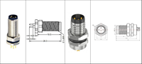 Connecteurs circulaires industriels étanches IP67 DIN M8 à 2/3/4/5/6/8 broches, codes A/B/D, pour montage sur panneau, mâle/femelle
