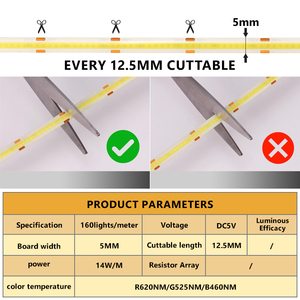 160LEDs/m SPI1838 DC 5V, Strip <span class=keywords><strong>LED</strong></span> Cob warna <span class=keywords><strong>RGB</strong></span> IP20 Remote Control tembaga untuk Alexa Google Home perangkat pintar - Product Image 6