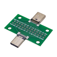 Adaptador de Placa de Prueba USB 3.1 Tipo-C Macho a Hembra, Conector Tipo C de 24 Pines y 2.54 mm para Cable de Transferencia de Datos