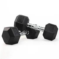 Dumbbell Hexagonal Karet Berlapis Krom dengan Pegangan Karet Aman untuk Lantai, Beban Tetap, Grosir