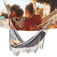 Camping Toile Macramé Hamac Extérieur Balançoire Suspendue Hamacs de Jardin avec Glands