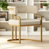 Chaise de salle à manger en cuir de luxe léger, pieds en métal de haute qualité, stable et antidérapante pour la maison et le salon