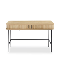 Mesa de Estudio para Computadora de Tablero MDF de 18 mm con Chapa de Roble Natural, Hecha en China