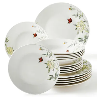 Wholesale simple decal 6 7 8 9 10 inch ceramic porcelain flat plate soup plate