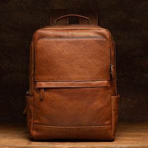 Slow Time Pure Handmade Color-Processed Vegetable-Tanned Leather Genuine Leather Backpack Large Capacity Travel <strong>Vintage</strong> <strong>Laptop</strong> - Product Image 1