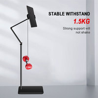 Bras réglable en alliage d'aluminium à 360 rotations Support universel pour tablette et téléphone Support de sol paresseux pour PC et support en métal mobile