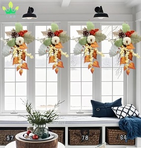 Fagola di foglia d'acero artificiale ramo di zucca con bacche di <span class=keywords><strong>fiori</strong></span> per la festa del ringraziamento autunnale per la festa della casa decorazione della porta d'ingresso del Festival - Product Image 5