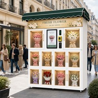 Distributeur Automatique Commercial de Fleurs Réfrigéré à 10 Portes, Écran Tactile Extérieur, Casier Floral, Autocollants Personnalisables, Basé sur le Cloud
