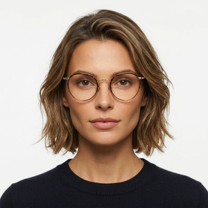 Lunettes de vue rondes pour femmes, monture intégrale, couleur unie, anti-UV, légères, pour un usage quotidien, adaptées aux visages ovales - Product Image 1