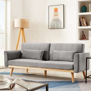 Sofá Cama Futón Moderno - Sofá <span class=keywords><strong>de</strong></span> Dos Plazas Convertible y Plegable con Espuma Viscoelástica y <span class=keywords><strong>Patas</strong></span> <span class=keywords><strong>de</strong></span> <span class=keywords><strong>Madera</strong></span> Maciza para Sala <span class=keywords><strong>de</strong></span> Estar - Product Image 3