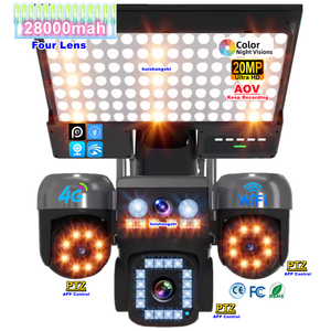 Cámaras de Seguridad Inalámbricas con Batería Solar Max Ultra de 28000 mAh, 10K, 20MP, 4 Lentes, 3 PTZ, para Exteriores, con Tarjeta SIM 4G, Red IP CCTV - Product Image 1