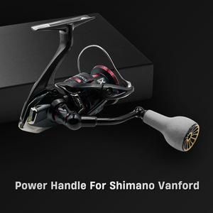 Empuñaduras de Pesca de 63 mm de Fibra de Carbono y 27 mm de TPE en Gris Dorado para Conversión de Carrete de Spinning Shimano Vanford - Product Image 4
