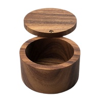 Wholesale Custom Rotating Magnetic Double Wooden Seasoning Pot Seasoning Sugar Pot Salt Jar