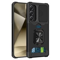 Anneau magnétique étui de protection de fenêtre coulissante pour Samsung Galaxy S25 Ultra S25 FE A56 A17 support de carte béquille de protection