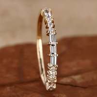 Bague de mariage demi-éternité en or jaune massif 14k/18k avec diamant de laboratoire certifié IGI taille brillant pour femme Dailu