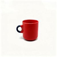 Mini tasse à expresso rouge de 4,5 oz avec poignée noire, petite tasse à cortado