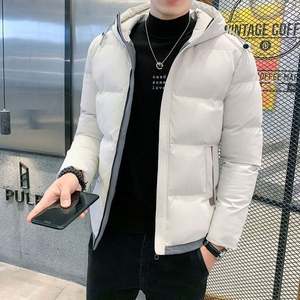 Nueva Chaqueta larga de invierno para hombre de moda térmica con capucha de moda con cuello levantado y cierre de cremallera con logotipo frontal - Product Image 4