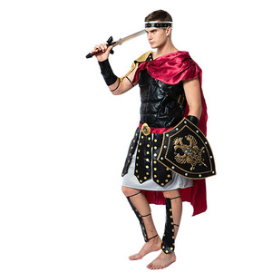 Disfraz de Guerrero Romano para Hombre Adulto, Disfraz de Halloween, Traje para Representaciones Escénicas, Armadura Negra, Roja y Dorada, Espada y Escudo - Product Image 2
