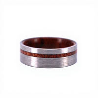 Wolfram-Ehering mit Rosenholz-Einlage 8mm Komfortpassform Unisex-Ring Zertifiziert von Drittanbietern THX Schmuck THX-TD080